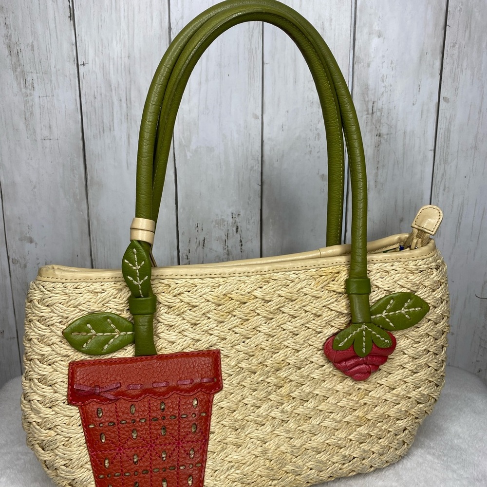 Brighton Straw Sassy Flower Pot bag with a straw bag both bags are sold together
